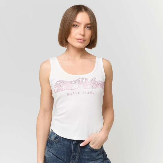 Zdjęcie produktu Crystal Square Neck Rib Tank True Religion biały