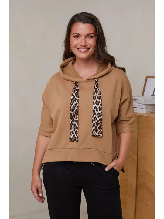 Zdjęcie produktu Curvy Lady Bluza w kolorze jasnobrązowym rozmiar: 40 / 42