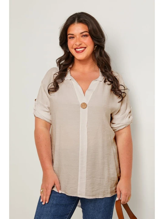 Zdjęcie produktu Curvy Lady Bluzka w kolorze beżowym rozmiar: 44 / 46