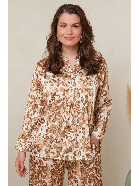 Zdjęcie produktu Curvy Lady Bluzka w kolorze karmelowo-kremowym rozmiar: 48/50