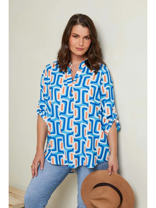 Zdjęcie produktu Curvy Lady Bluzka w kolorze niebiesko-białym rozmiar: 48/50