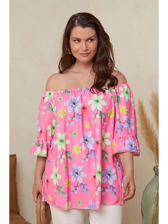 Zdjęcie produktu Curvy Lady Bluzka w kolorze różowym ze wzorem rozmiar: 40/42
