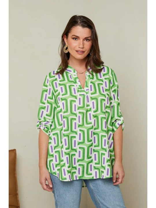 Zdjęcie produktu Curvy Lady Bluzka w kolorze zielono-białym rozmiar: 44/46