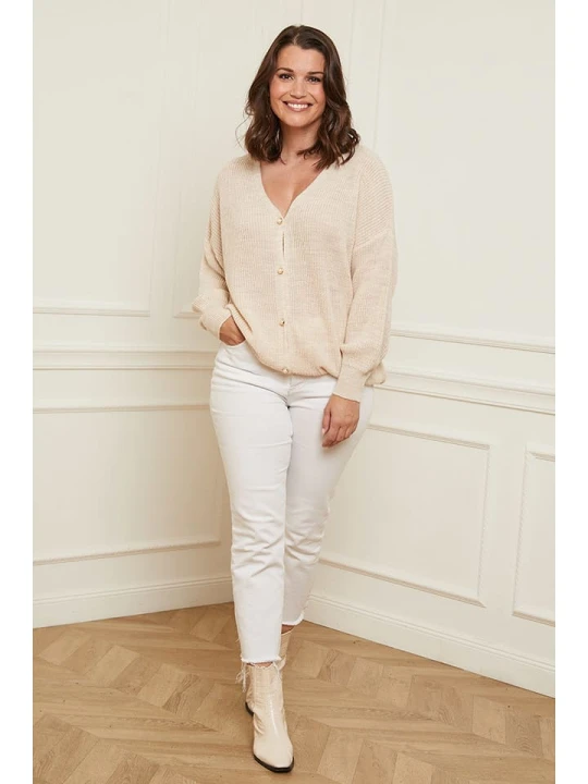 Zdjęcie produktu Curvy Lady Kardigan w kolorze beżowym rozmiar: 40/42