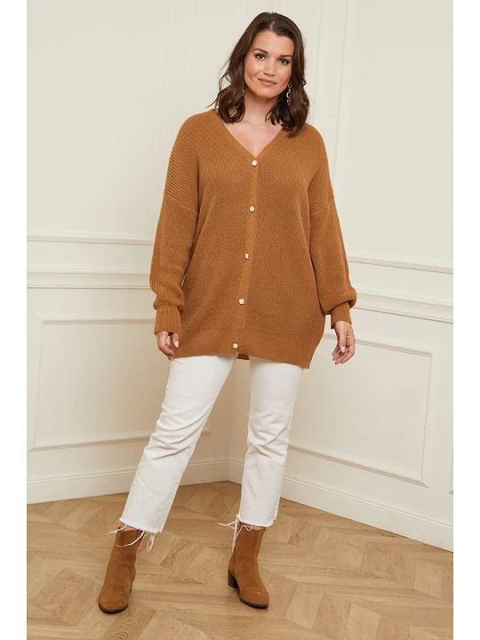 Zdjęcie produktu Curvy Lady Kardigan w kolorze jasnobrązowym rozmiar: 44/46
