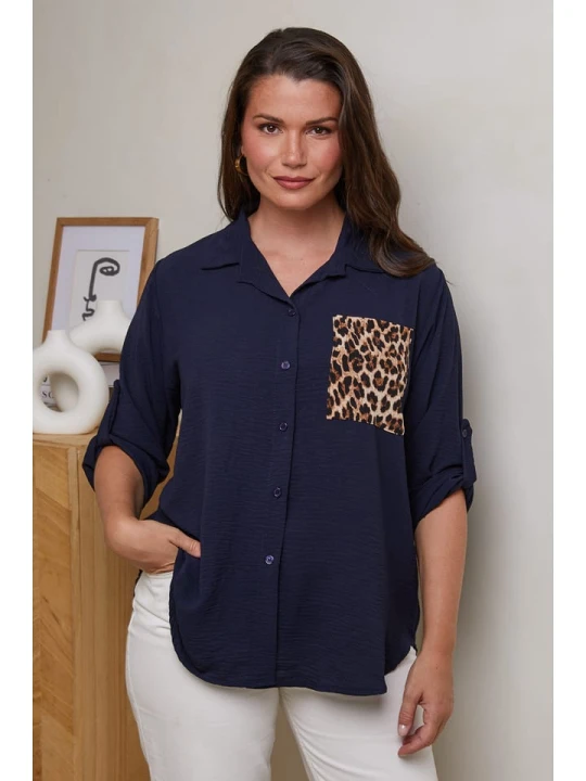 Zdjęcie produktu Curvy Lady Koszula w kolorze granatowym rozmiar: 40/42