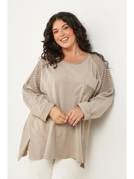 Zdjęcie produktu Curvy Lady Koszulka w kolorze beżowym rozmiar: 40/42