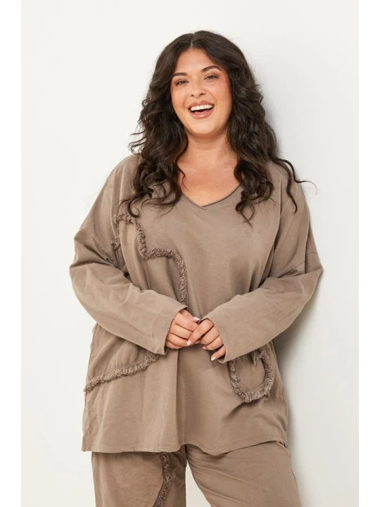 Zdjęcie produktu Curvy Lady Koszulka w kolorze beżowym rozmiar: 48/50