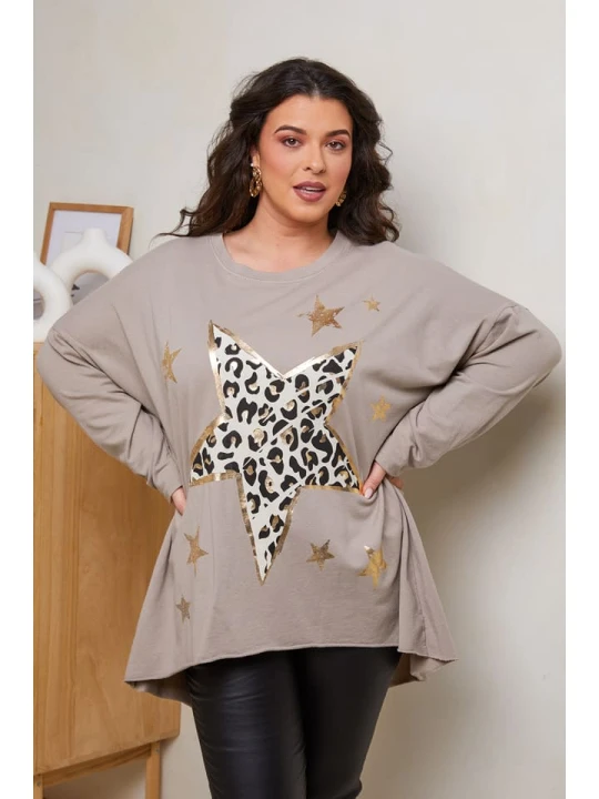 Zdjęcie produktu Curvy Lady Koszulka w kolorze szarobrązowym rozmiar: 44/46