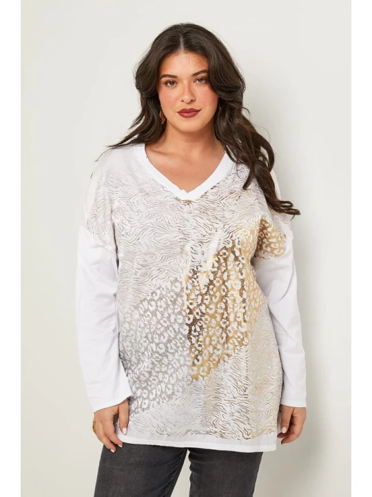 Zdjęcie produktu Curvy Lady Koszulka w kolorze złoto-białym rozmiar: 48/50