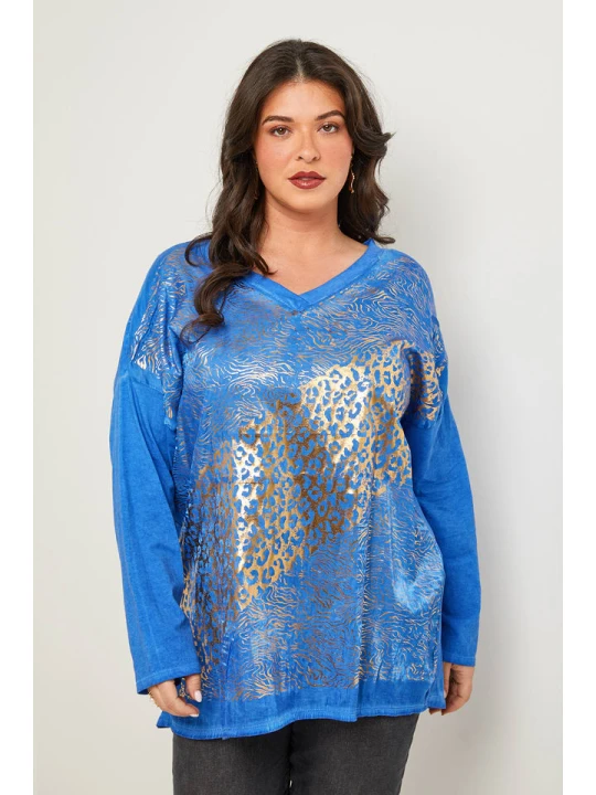 Zdjęcie produktu Curvy Lady Koszulka w kolorze złoto-niebieskim rozmiar: 48/50