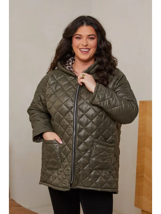 Zdjęcie produktu Curvy Lady Kurtka pikowana w kolorze khaki rozmiar: 40/42