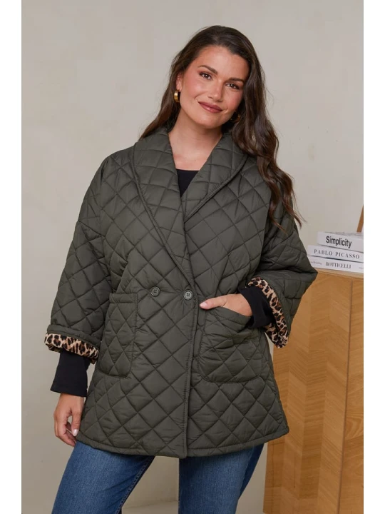 Zdjęcie produktu Curvy Lady Kurtka pikowana w kolorze khaki rozmiar: 40/42