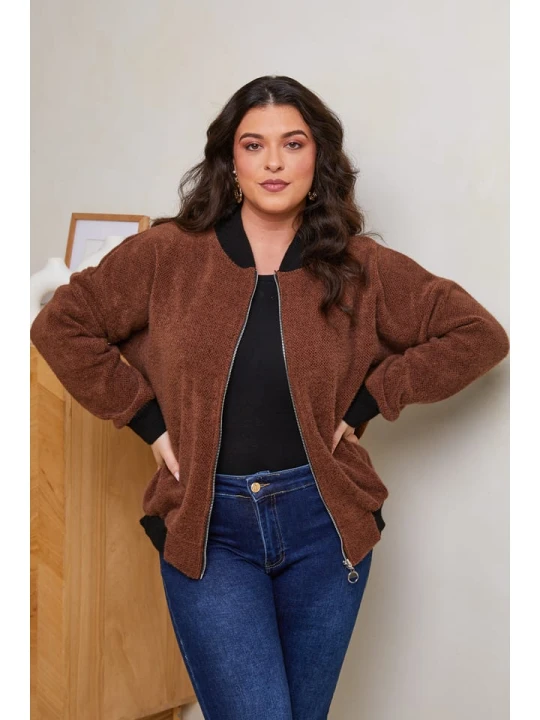 Zdjęcie produktu Curvy Lady Kurtka w kolorze brązowym rozmiar: 44 / 46