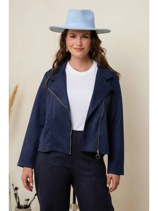 Zdjęcie produktu Curvy Lady Kurtka w kolorze granatowym ze skóry syntetycznej rozmiar: 40/42