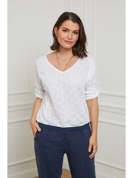 Zdjęcie produktu Curvy Lady Lniana bluzka w kolorze białym rozmiar: 48/50