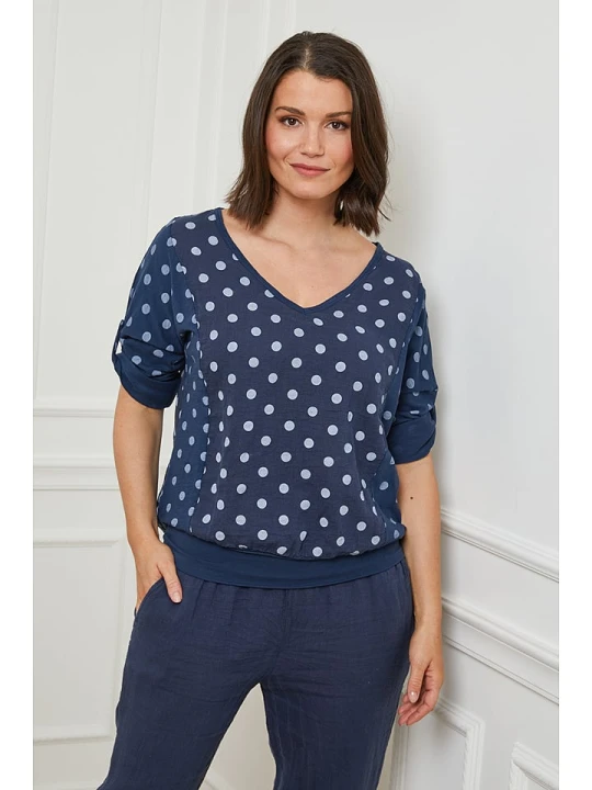 Zdjęcie produktu Curvy Lady Lniana bluzka w kolorze granatowym rozmiar: 48/50