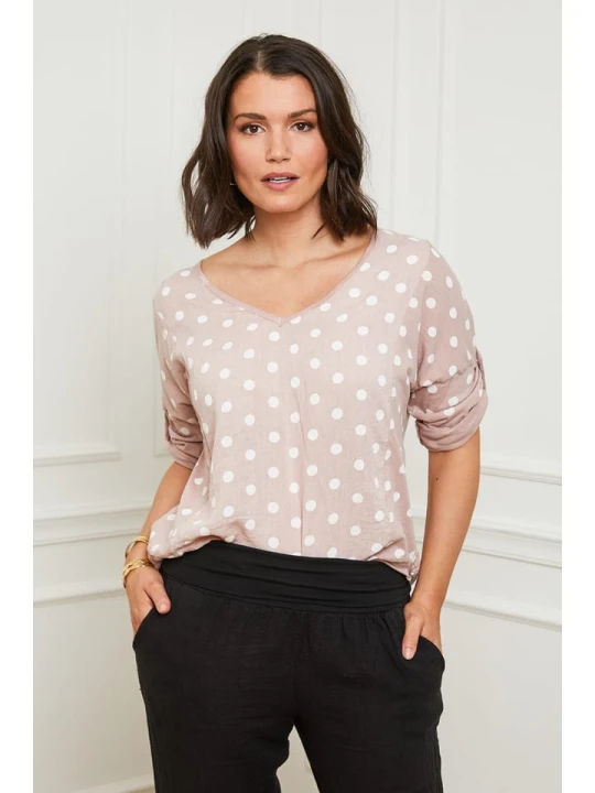 Zdjęcie produktu Curvy Lady Lniana bluzka w kolorze jasnoróżowym rozmiar: 48/50