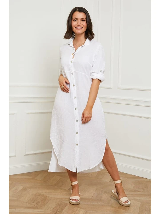 Zdjęcie produktu Curvy Lady Lniana sukienka w kolorze białym rozmiar: 48 / 50