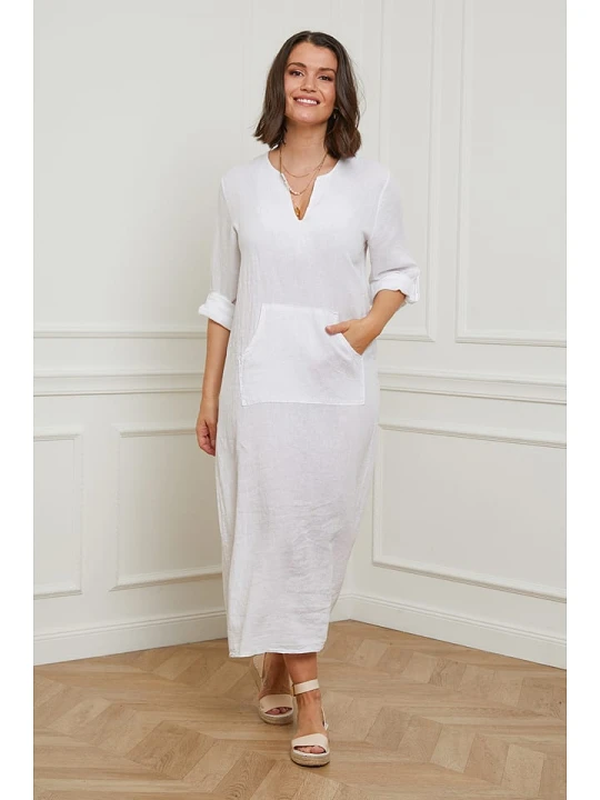 Zdjęcie produktu Curvy Lady Lniana sukienka w kolorze białym rozmiar: 44/46
