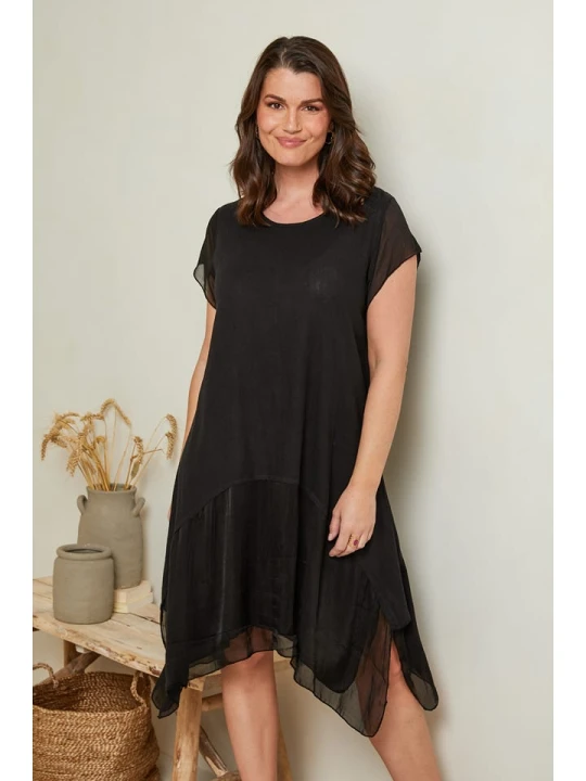 Zdjęcie produktu Curvy Lady Lniana sukienka w kolorze czarnym rozmiar: 40/42