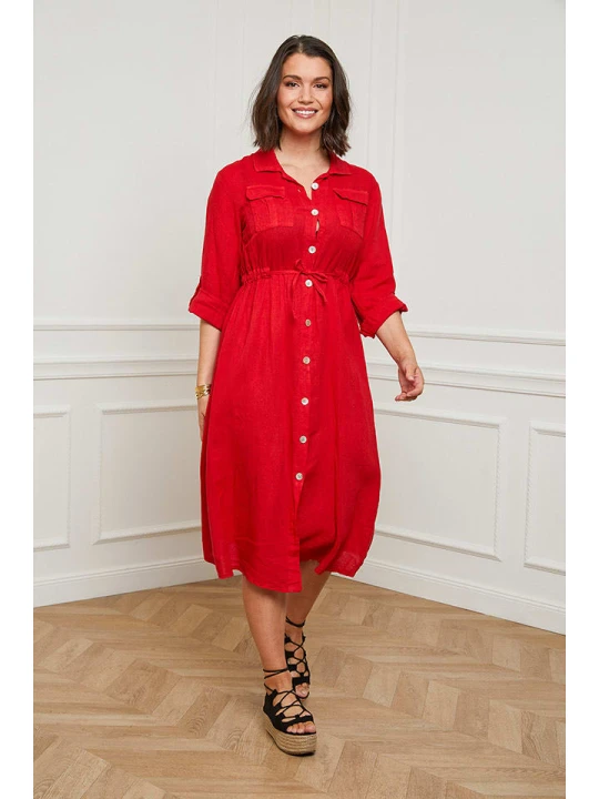 Zdjęcie produktu Curvy Lady Lniana sukienka w kolorze czerwonym rozmiar: 44/46