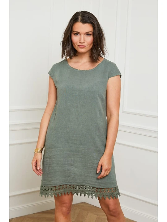 Zdjęcie produktu Curvy Lady Lniana sukienka w kolorze khaki rozmiar: 48/50