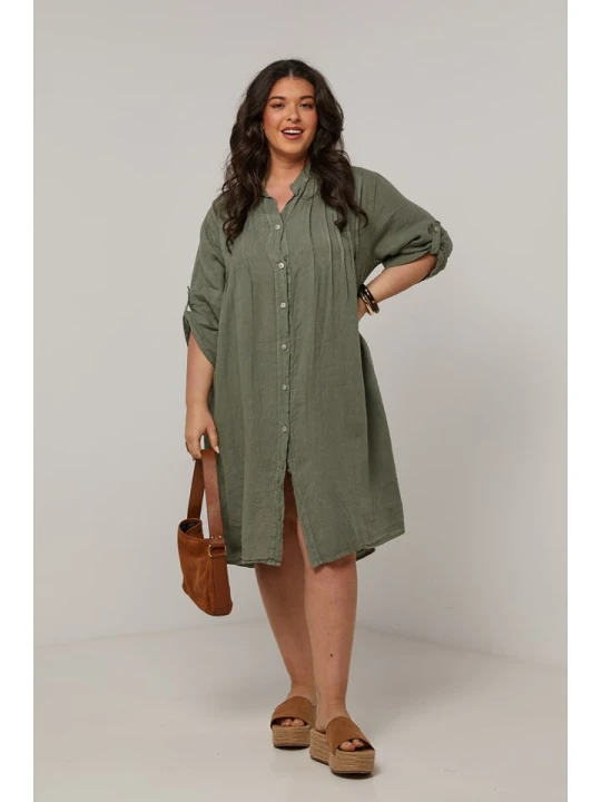 Zdjęcie produktu Curvy Lady Lniana sukienka w kolorze khaki rozmiar: 44/46