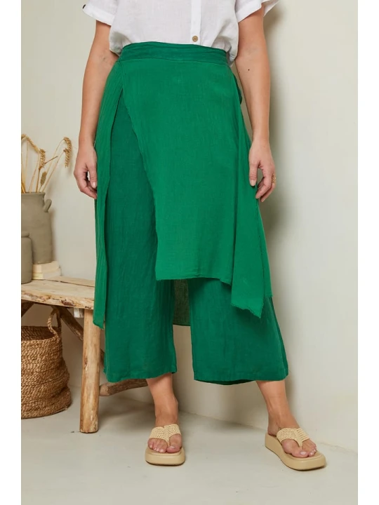 Zdjęcie produktu Curvy Lady Lniane spodnie w kolorze zielonym rozmiar: 44/46