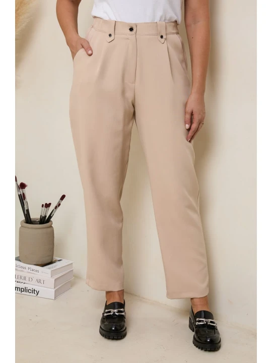 Zdjęcie produktu Curvy Lady Spodnie w kolorze beżowym rozmiar: 40/42