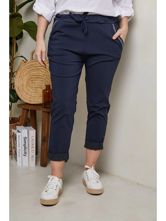 Zdjęcie produktu Curvy Lady Spodnie w kolorze granatowym rozmiar: 44/46