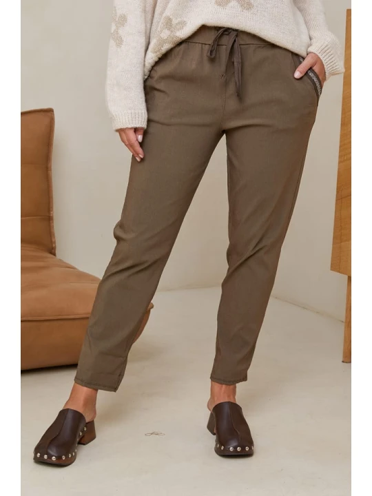Zdjęcie produktu Curvy Lady Spodnie w kolorze szarobrązowym rozmiar: 48/50