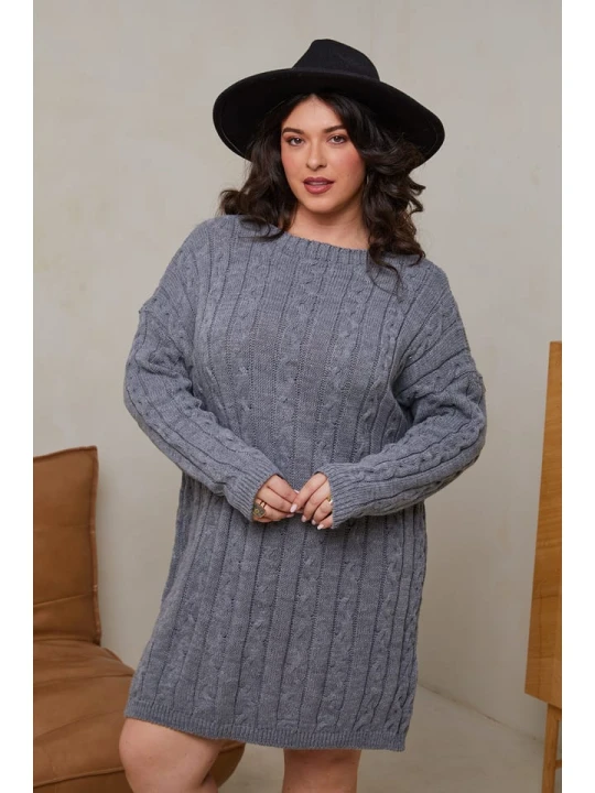 Zdjęcie produktu Curvy Lady Sukienka dzianinowa w kolorze szarym rozmiar: 44/46