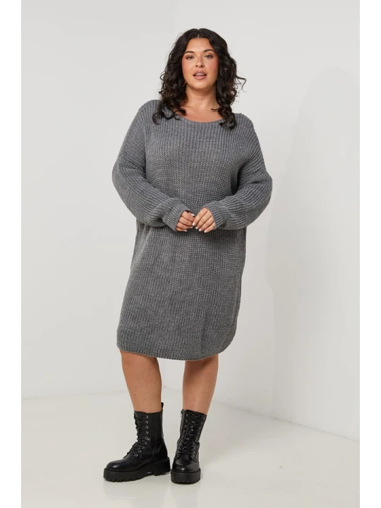 Zdjęcie produktu Curvy Lady Sukienka dzianinowa w kolorze szarym rozmiar: 44 / 46