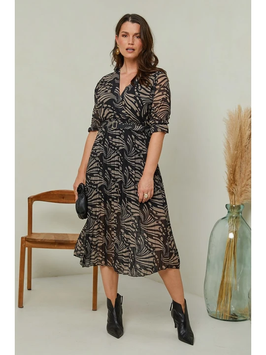 Zdjęcie produktu Curvy Lady Sukienka w kolorze czarno-beżowym rozmiar: 44/46