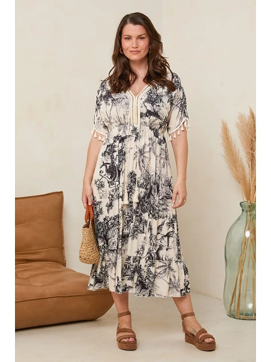 Zdjęcie produktu Curvy Lady Sukienka w kolorze czarno-kremowym rozmiar: 48 / 50