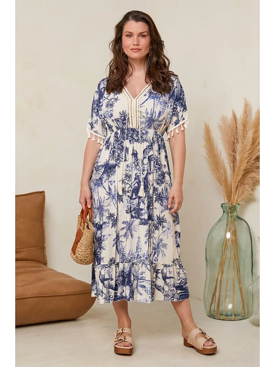 Zdjęcie produktu Curvy Lady Sukienka w kolorze granatowo-kremowym rozmiar: 44 / 46