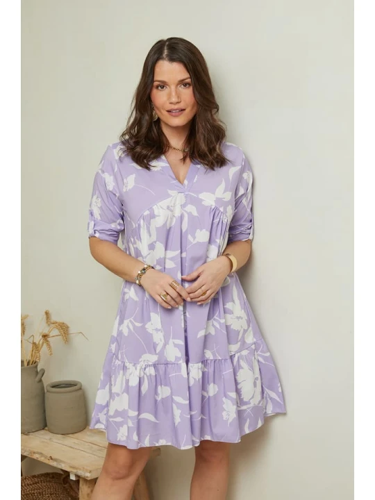 Zdjęcie produktu Curvy Lady Sukienka w kolorze lawendowo-białym rozmiar: 40/42
