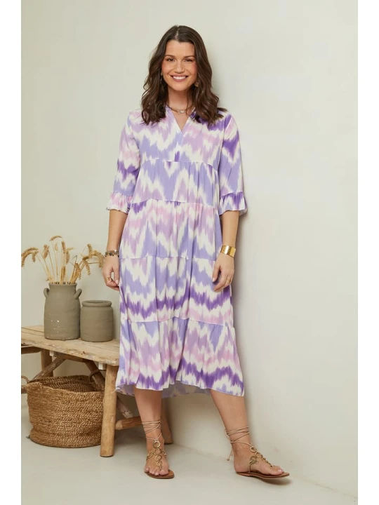 Zdjęcie produktu Curvy Lady Sukienka w kolorze lawendowym ze wzorem rozmiar: 48 / 50