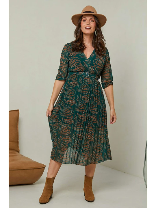 Zdjęcie produktu Curvy Lady Sukienka w kolorze zielono-brązowym rozmiar: 44 / 46