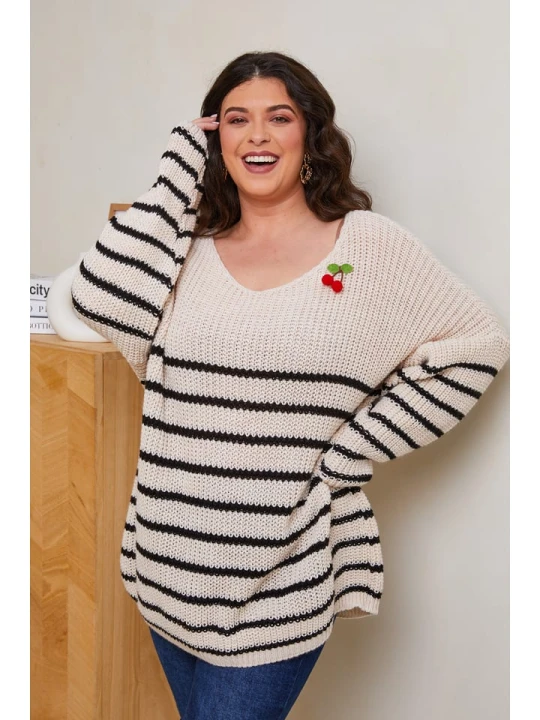 Zdjęcie produktu Curvy Lady Sweter w kolorze beżowym rozmiar: 40/42