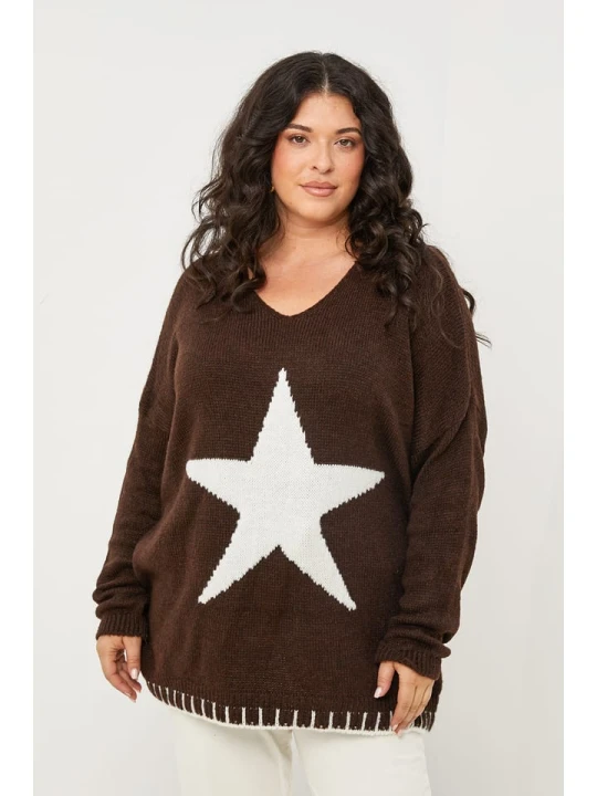 Zdjęcie produktu Curvy Lady Sweter w kolorze brązowym rozmiar: 44 / 46