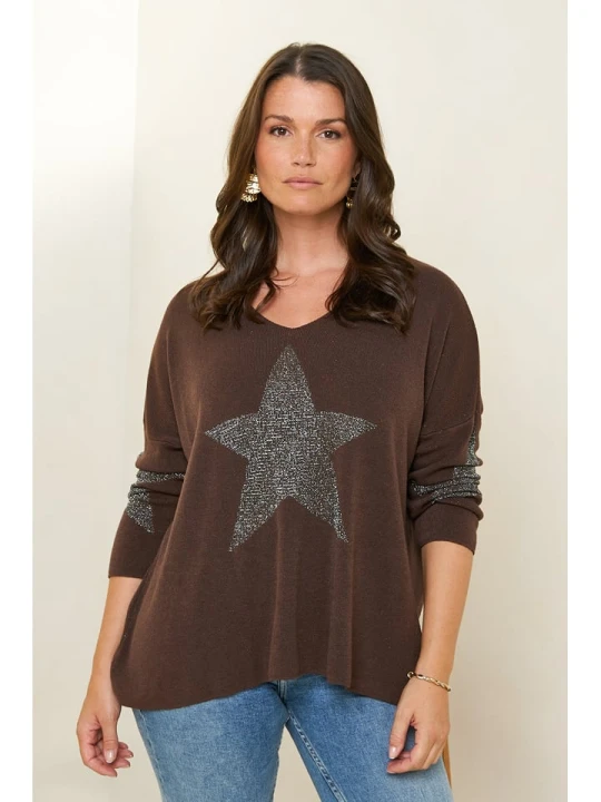 Zdjęcie produktu Curvy Lady Sweter w kolorze brązowym rozmiar: 48/50