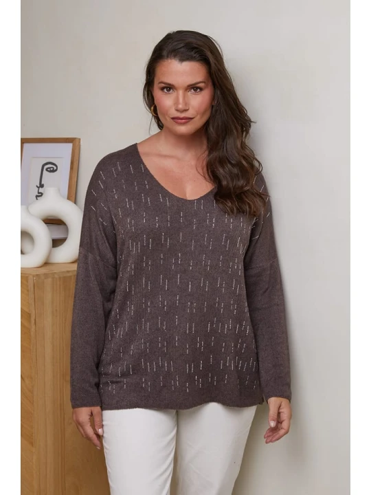 Zdjęcie produktu Curvy Lady Sweter w kolorze ciemnobrązowym rozmiar: 44/46
