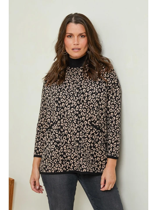 Zdjęcie produktu Curvy Lady Sweter w kolorze czarno-karmelowym rozmiar: 40/42