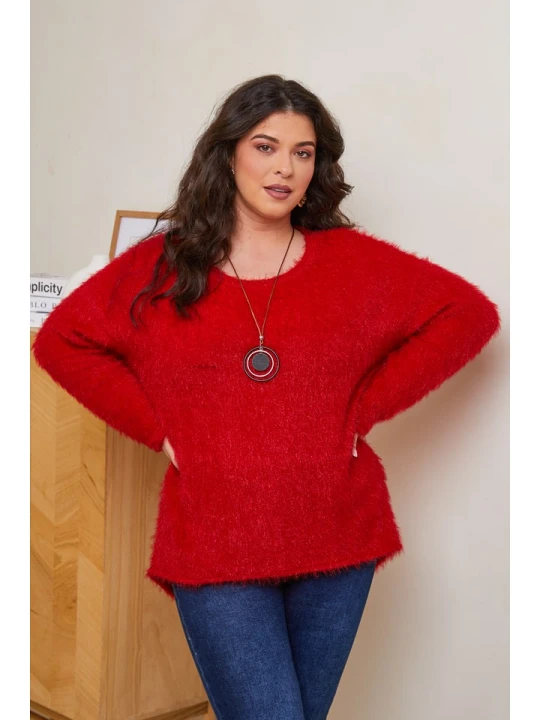 Zdjęcie produktu Curvy Lady Sweter w kolorze czerwonym rozmiar: 44/46