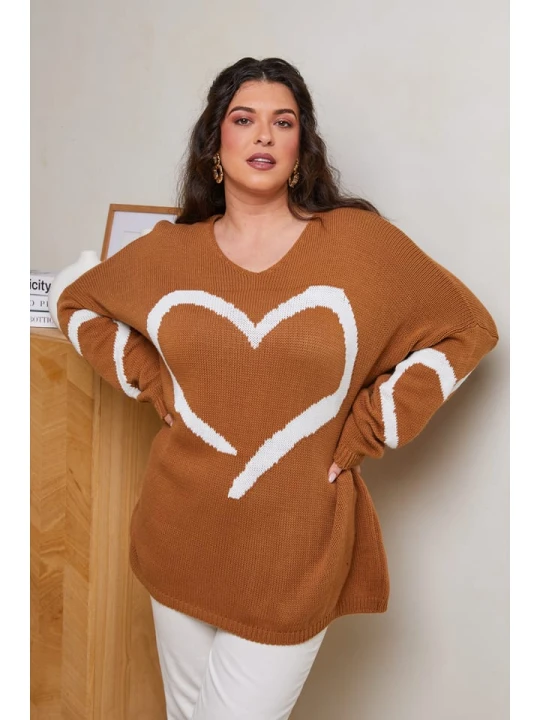 Zdjęcie produktu Curvy Lady Sweter w kolorze jasnobrązowym rozmiar: 48/50