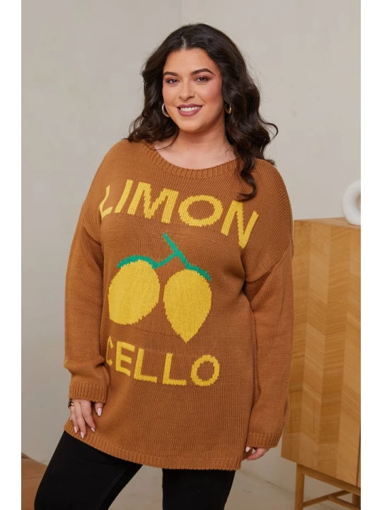 Zdjęcie produktu Curvy Lady Sweter w kolorze jasnobrązowym rozmiar: 44/46