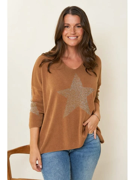 Zdjęcie produktu Curvy Lady Sweter w kolorze jasnobrązowym rozmiar: 48/50