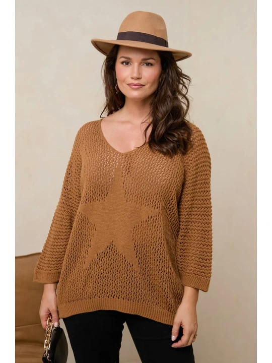 Zdjęcie produktu Curvy Lady Sweter w kolorze jasnobrązowym rozmiar: 48/50